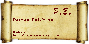 Petres Balázs névjegykártya