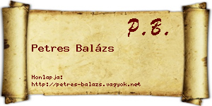 Petres Balázs névjegykártya